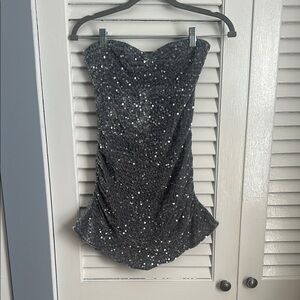 Edikted Gray Sequin Mini Dress